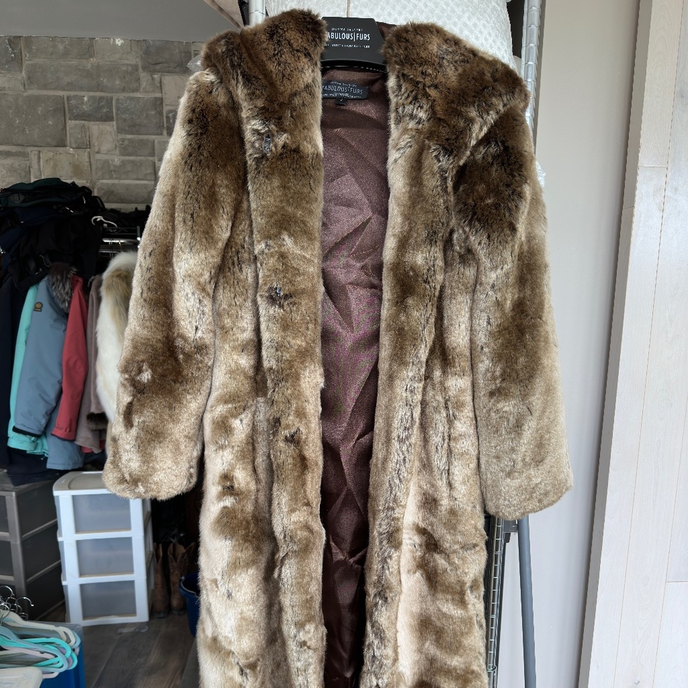 Fabulous Fur - Hooded Full-Length Coat Timber Wolf